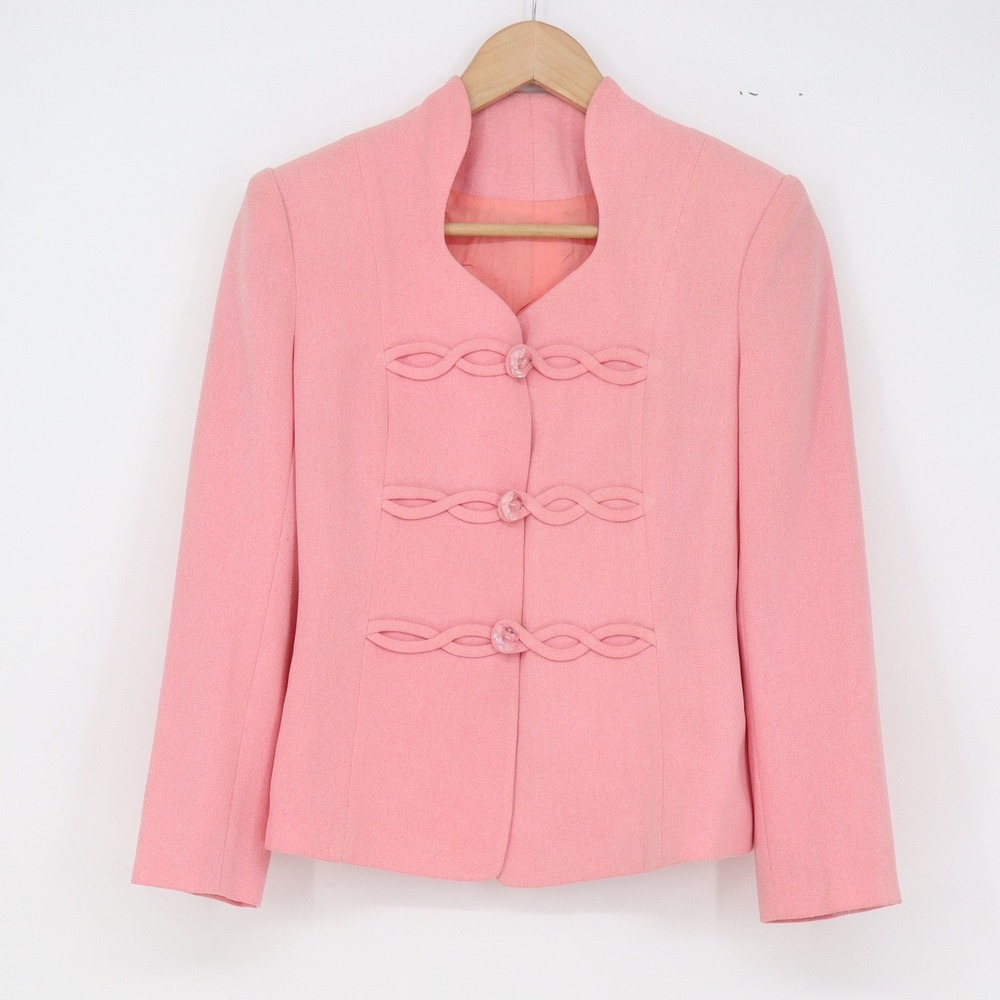 J.X.Y. Fashion Co. Skirt Suit Womens S Pink 2 Piece Set Braided Trim Excellent